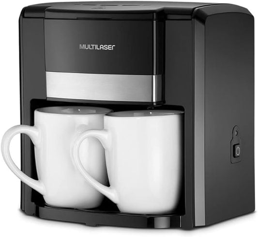 Cafetera compacta Multilaser de doble taza para café molido, con 2 tazas con filtro de 127V