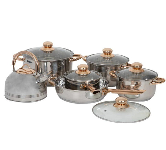 Batería De Cocina De Acero Inoxidable Con Tricapa De Inducción De 11 Piezas