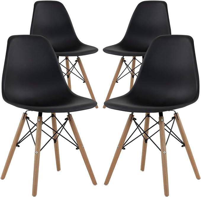 Sillas Estilo Contemporáneo Color Negro - Set de 4