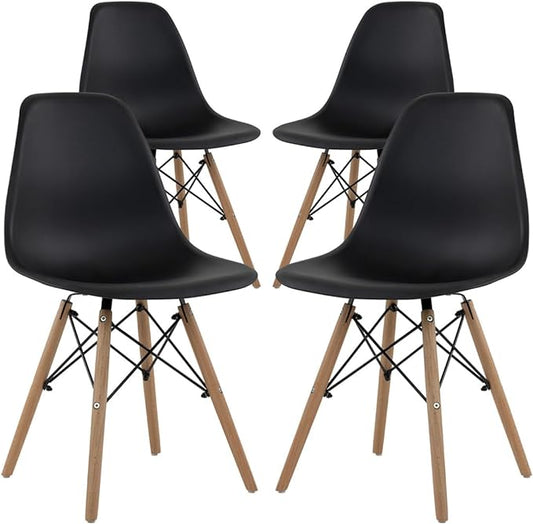 Sillas Estilo Contemporáneo Color Negro - Set de 4