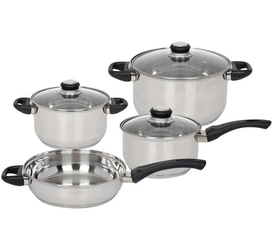 Batería De Cocina De Acero Inoxidable Con Tricapa De 7 Piezas Negro Colorhome