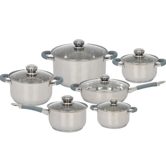 Batería De Cocina De Acero Inoxidable Con Triple Capa De Inducción Con 12 Piezas COLORHOME