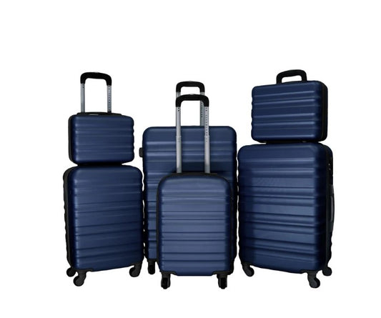 Set De 6 Maletas De Viaje Abs Con Candado Antirrobo 4 Ruedas 360 Azul SKYTRAVEL