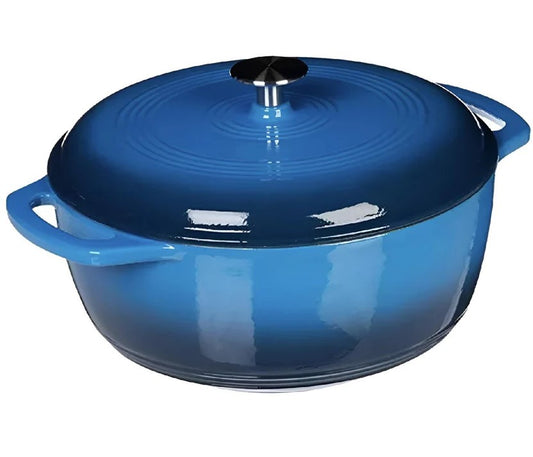 Olla De Hierro Fundido Esmalatado De  4.25 Litros Color Azul Cinnamon Home