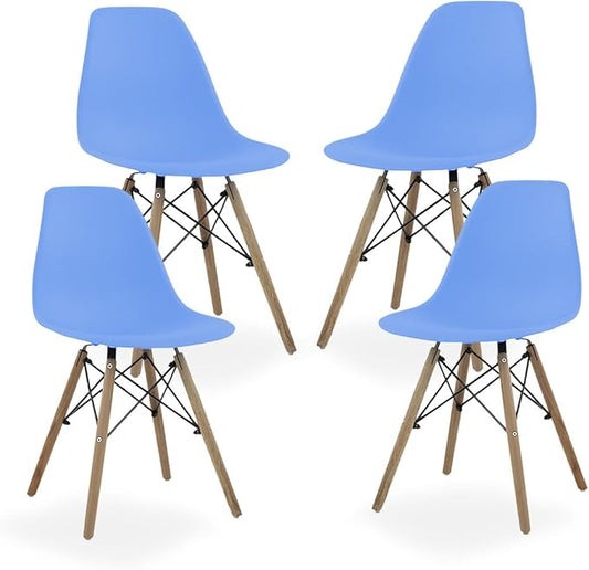 Sillas Estilo Contemporáneo Color Azul - Set de 4