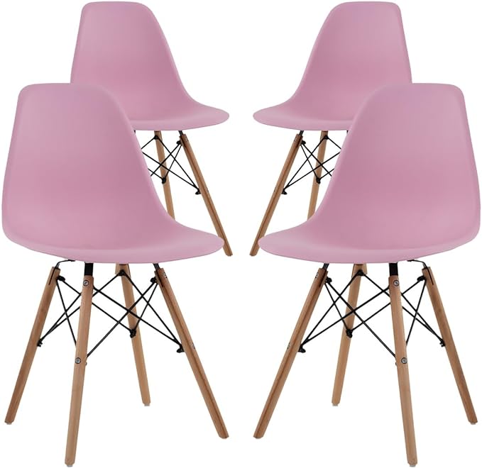 Sillas Estilo Contemporáneo Color Rosa - Set de 4