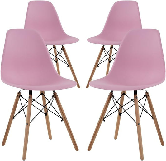 Sillas Estilo Contemporáneo Color Rosa - Set de 4