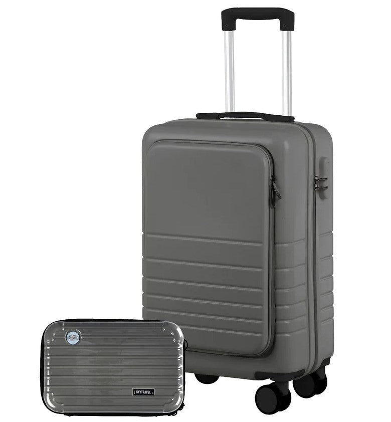 Maleta De Viaje 10kg 20 Pulgadas De 4 Ruedas 360 + Neceser Color Gris