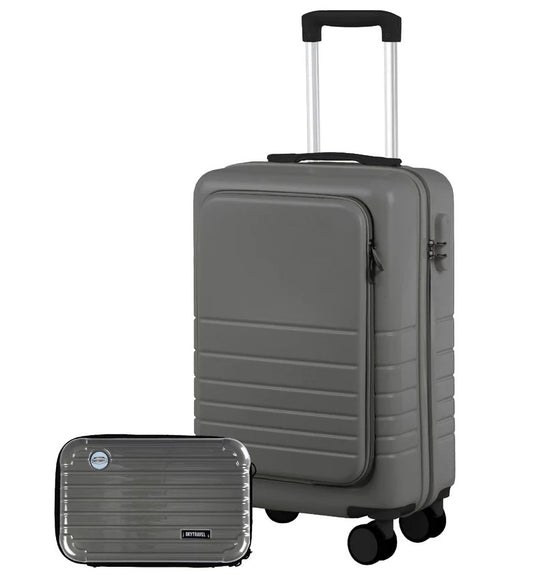 Maleta De Viaje 10kg 20 Pulgadas De 4 Ruedas 360 + Neceser Color Gris