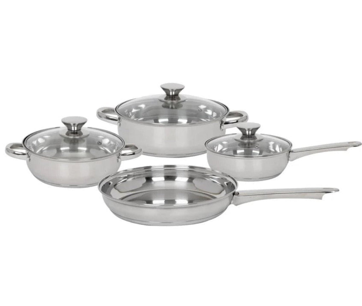 Batería De Cocina De Acero Inoxidable Con Tricapa De 7 Piezas Colorhome