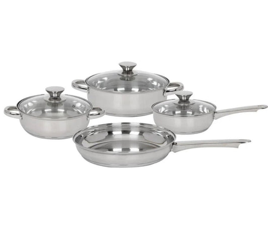 Batería De Cocina De Acero Inoxidable Con Tricapa De 7 Piezas Colorhome