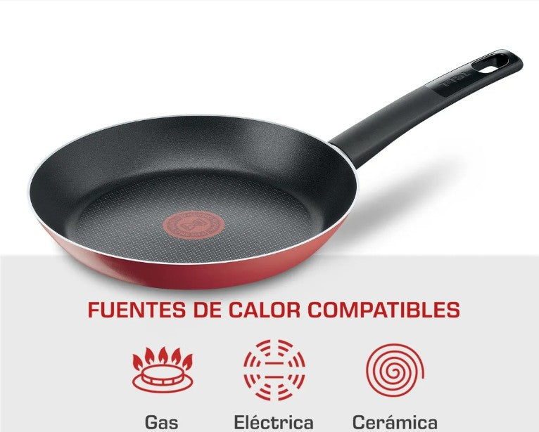 Sartén T-Fal, Rojo, 3 piezas
