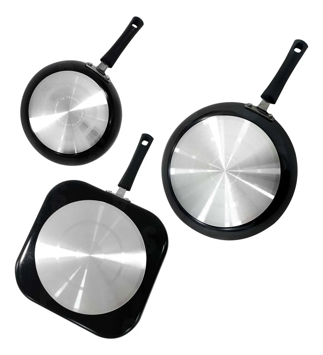 Sartén Tramontina, Negro, 3 piezas