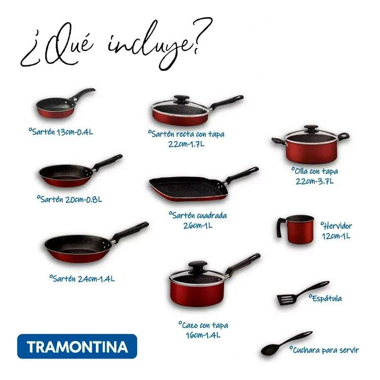 Batería de Cocina Tramontina de Aluminio Antiadherente, 13 Piezas