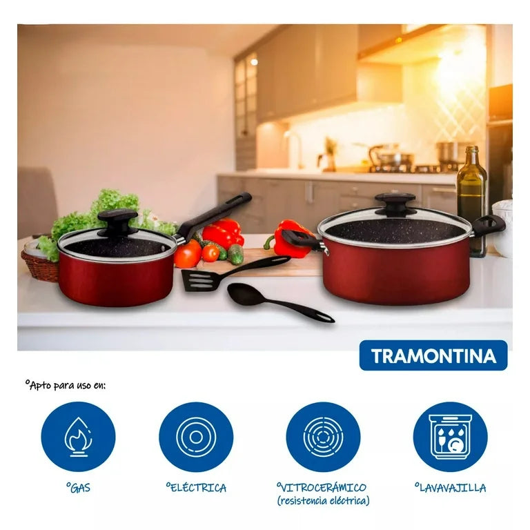 Batería de Cocina Tramontina de Aluminio Antiadherente, 13 Piezas
