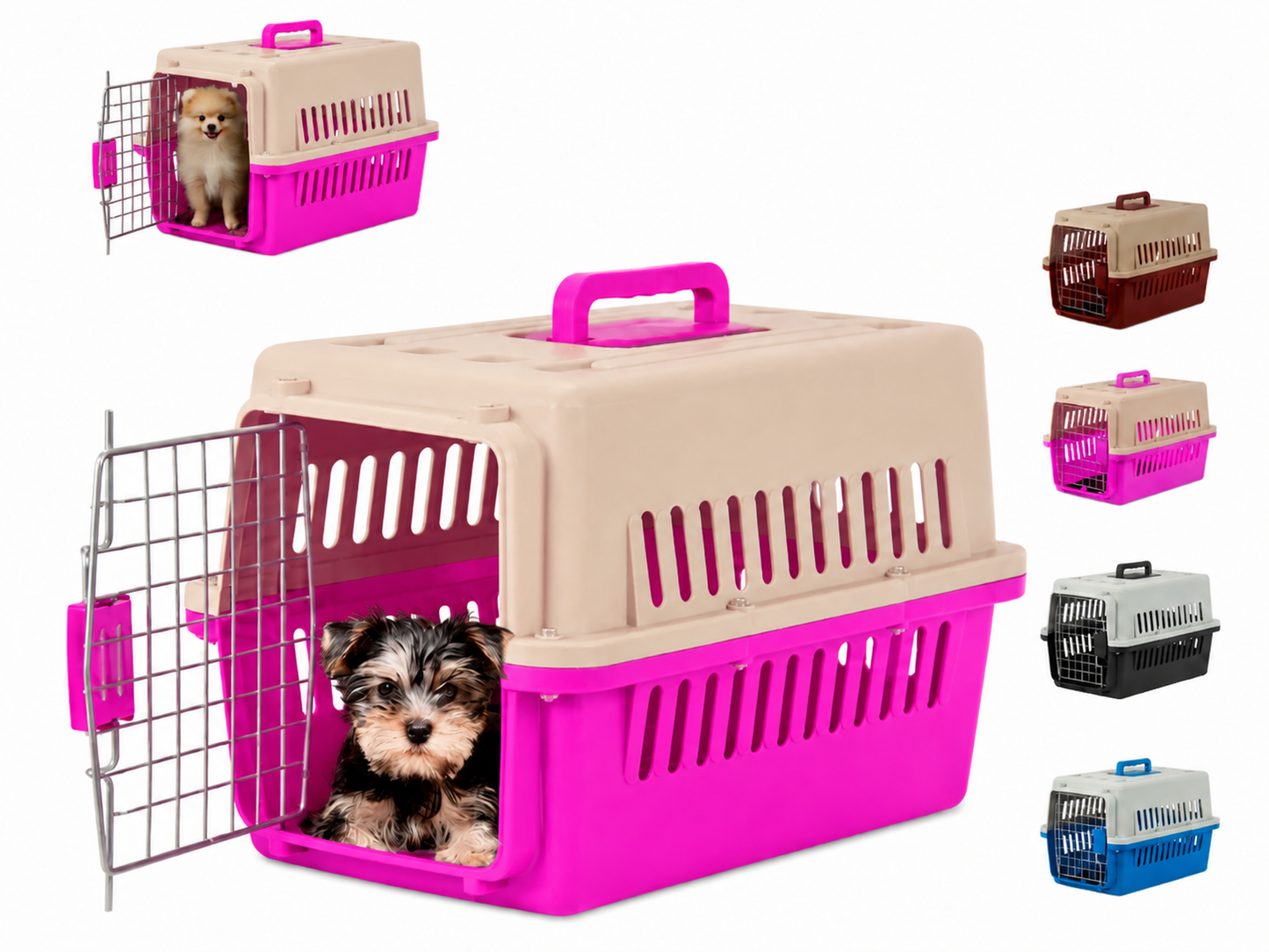 Jaula Transportadora Rosa Para Mascotas Portátil