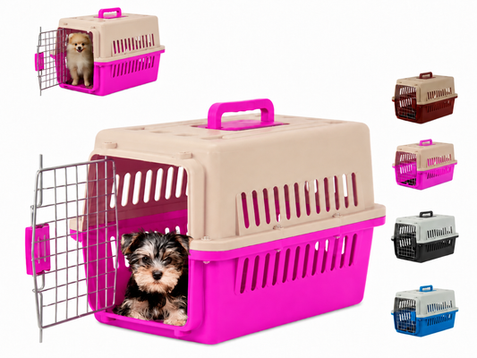 Jaula Transportadora Rosa Para Mascotas Portátil