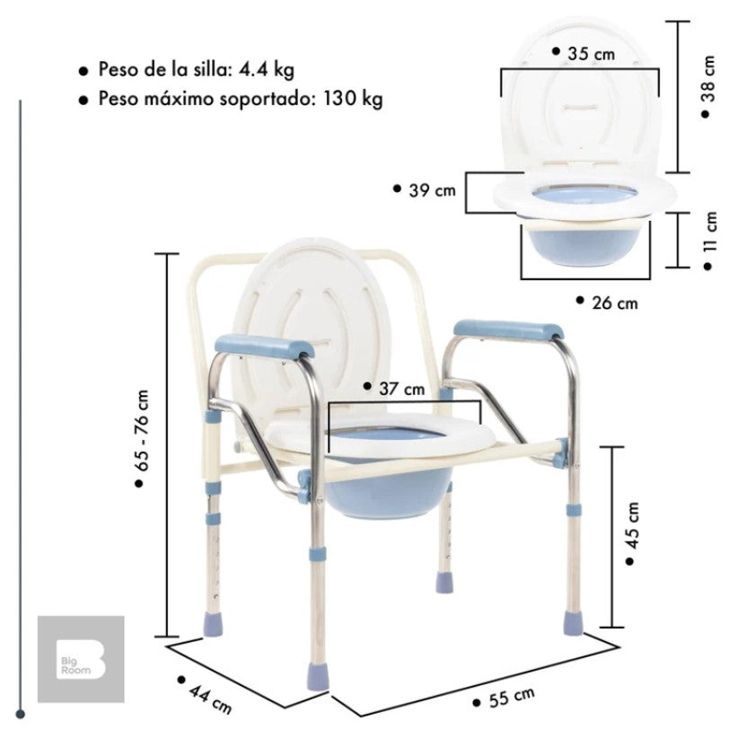 Silla Con Aumento De Comodo Para Ducha Y Baño 3 En 1 Para Adulto Mayor