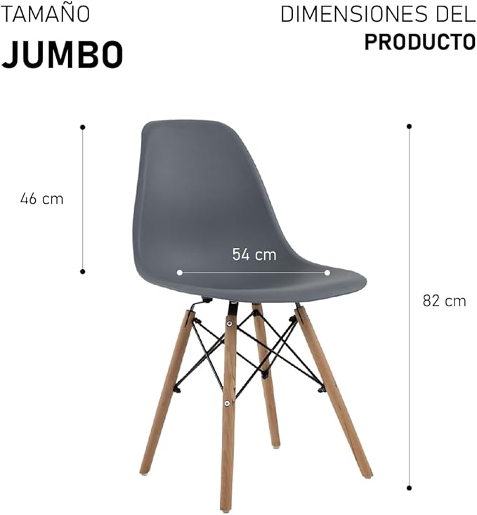 Sillas Estilo Contemporáneo Color Gris - Set de 4