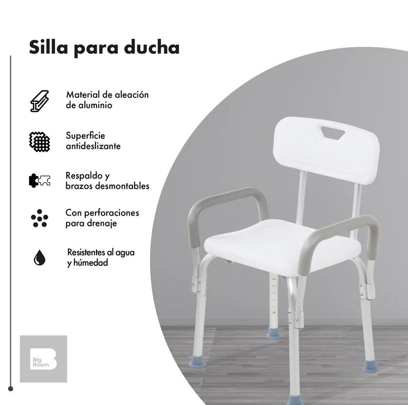 Silla De Baño Para Discapacitados Con Respaldo Ajustable Para Adulto