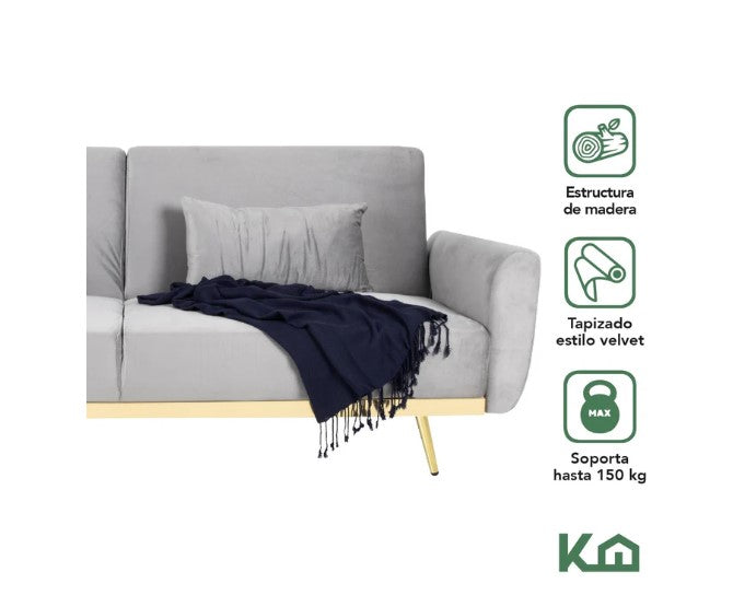 Sofá Cama Plegable Sala Moderna Velvet + Cojín KingsHouse