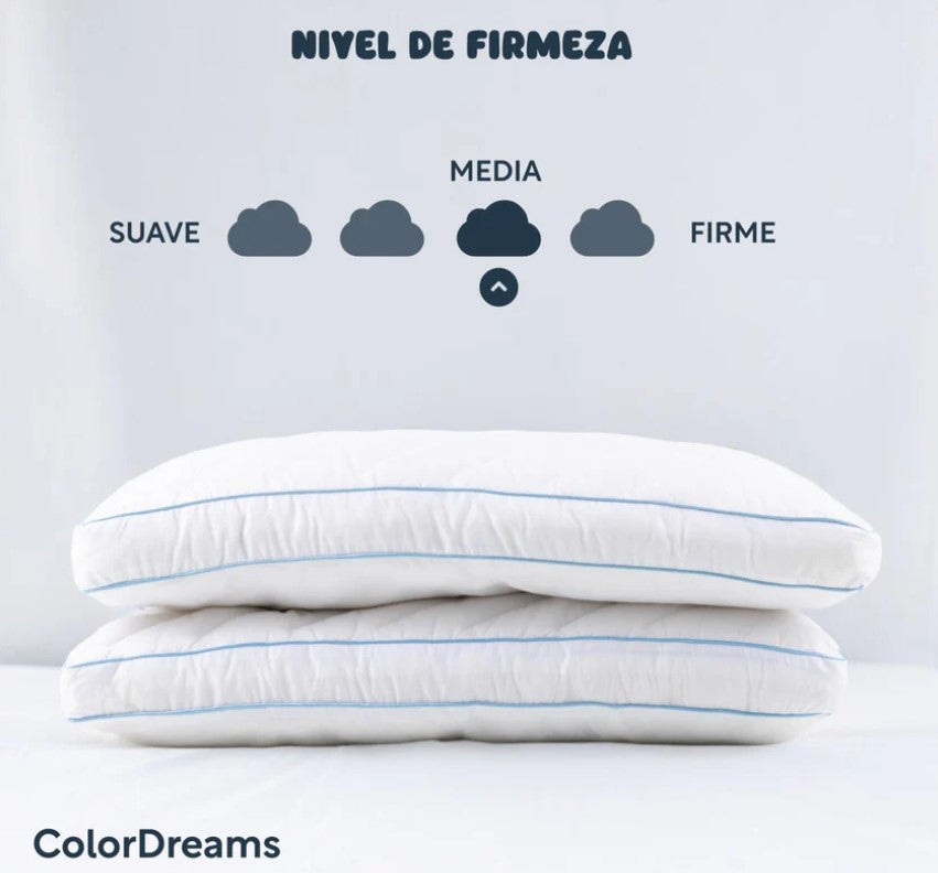 Almohada Con Fibra De Poliéster 3D Hipoalergénicas De 2 Piezas Colordreams