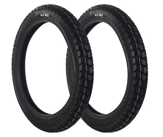 Llanta para Motocicleta 3.50-18 PLUSWAY 62P 8PR PLWA453 TL Paquete de 2