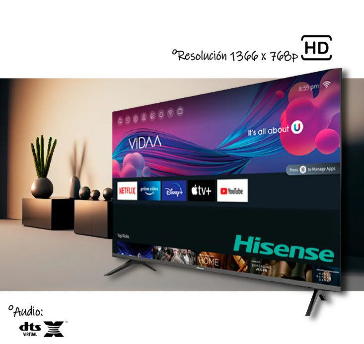 TV Hisense 32" LED 720p 120Hz Smart TV con Alexa