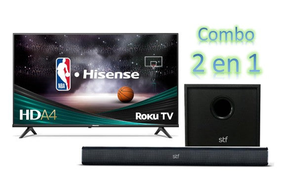 Combo Cine en Casa Smart TV 32 Hisense + Barra de Sonido