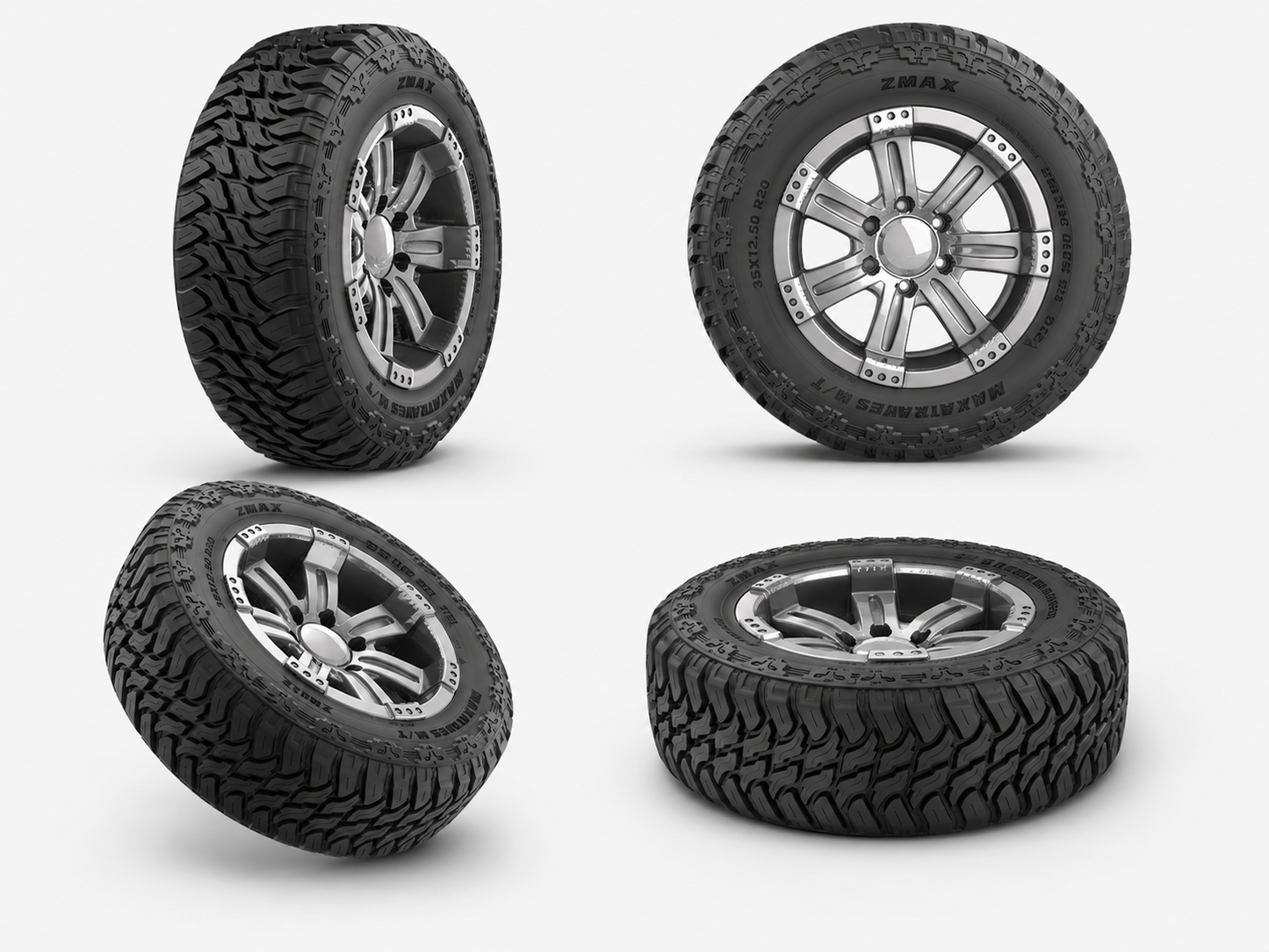 Llantas 35X12.50 R20 ZMAX MAXATRAVES M/T 121Q Paquete de 4