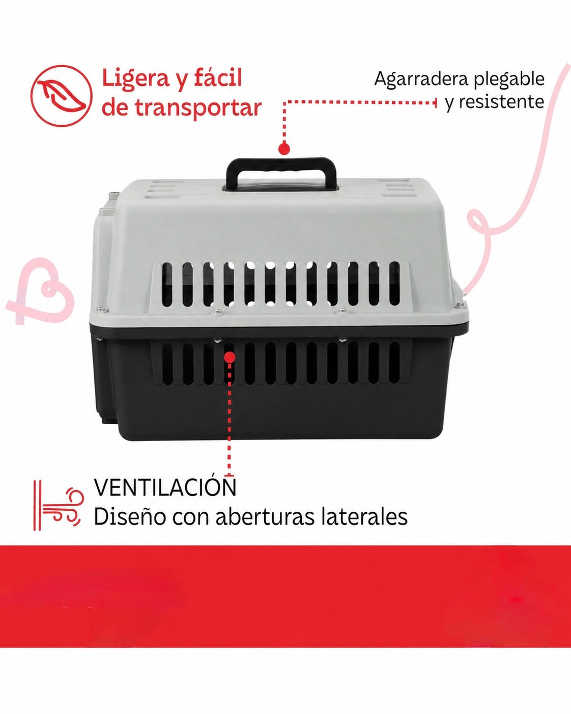 Jaula Transportadora Negra Para Mascotas Portátil