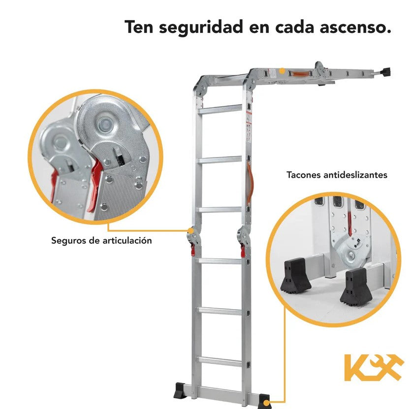 Escalera Multiposiciones De Aluminio Con 12 Peldaños De 3.5 Metros