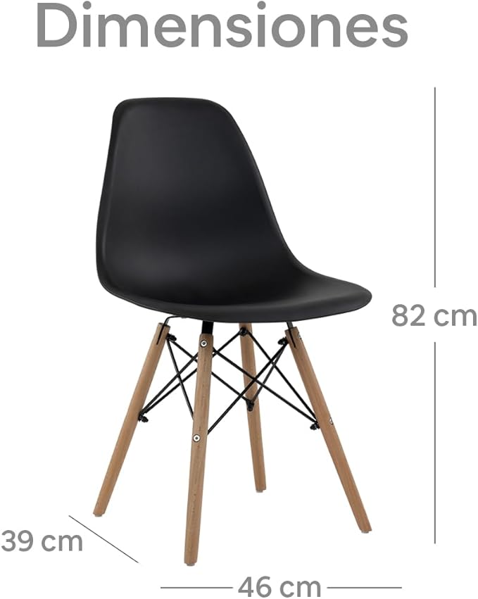 Sillas Estilo Contemporáneo Color Negro - Set de 4