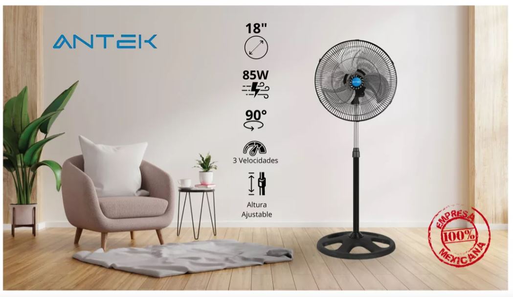 Ventilador De Pedestal ANTEK  85W 18 Pulgadas 3 En 1 MK