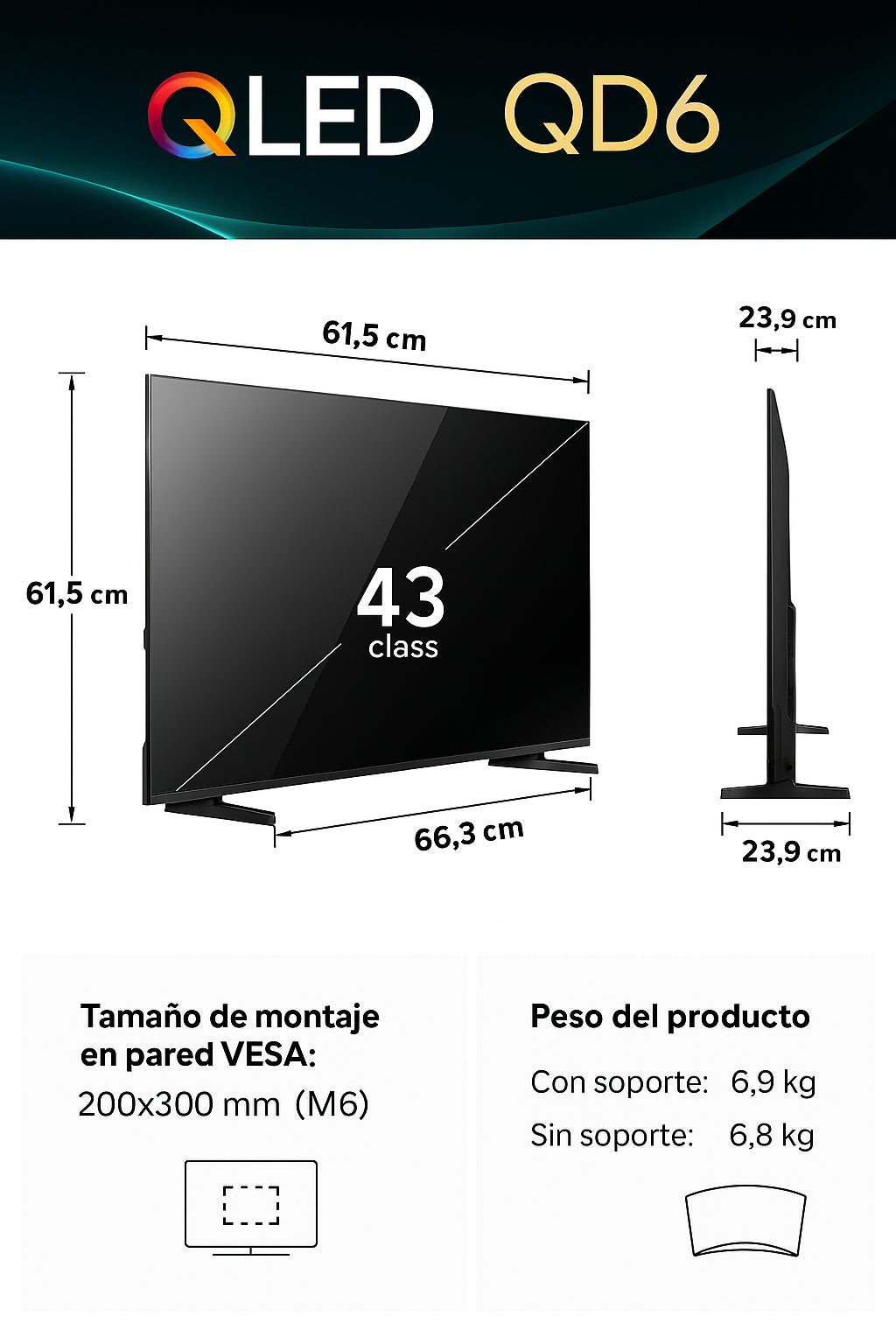 Smart TV Hisense 43” QD6 QLED 4K UHD Fire TV