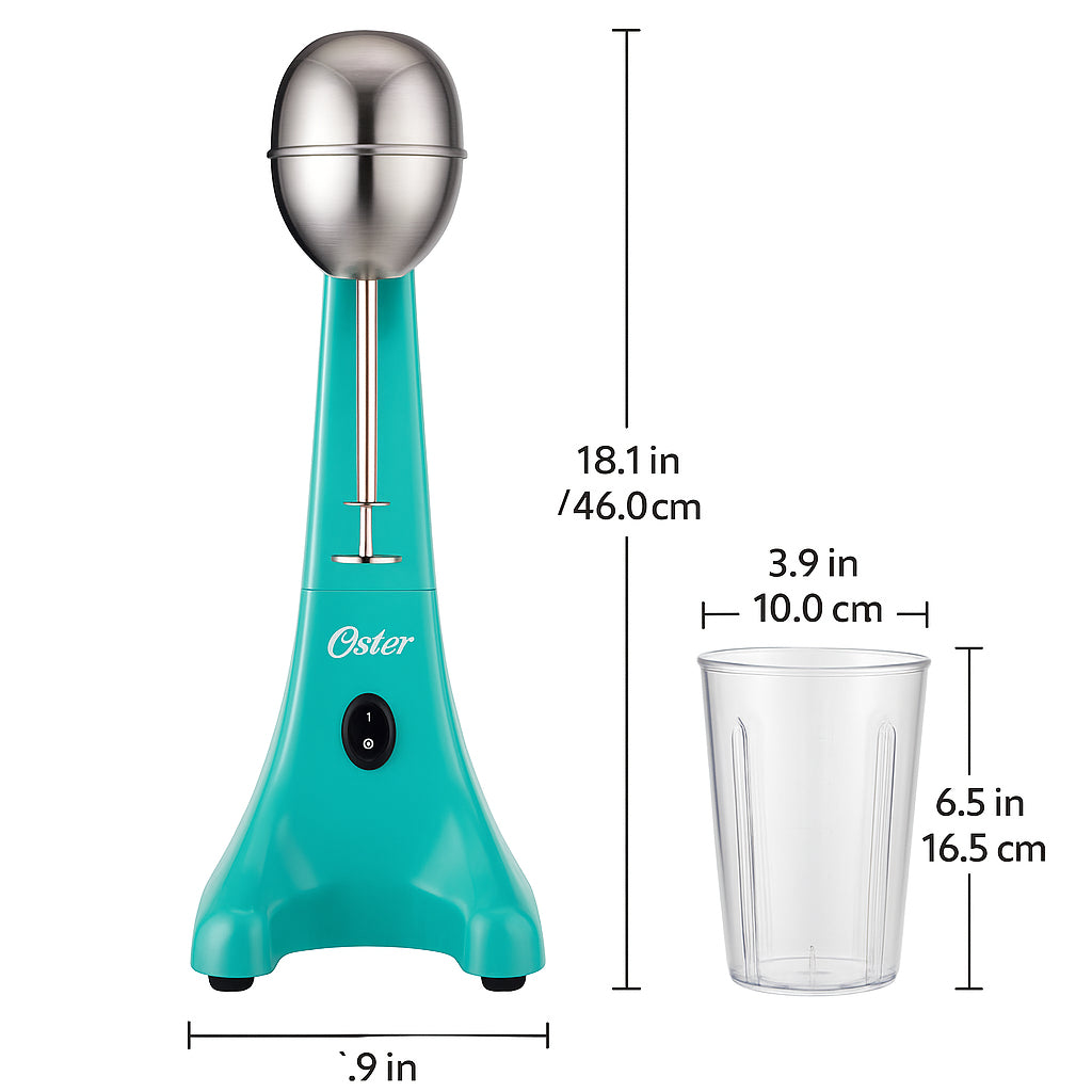 Chocomilera Oster, 0.75 L, 2 Velocidades, Turquesa/Acero Inoxidable