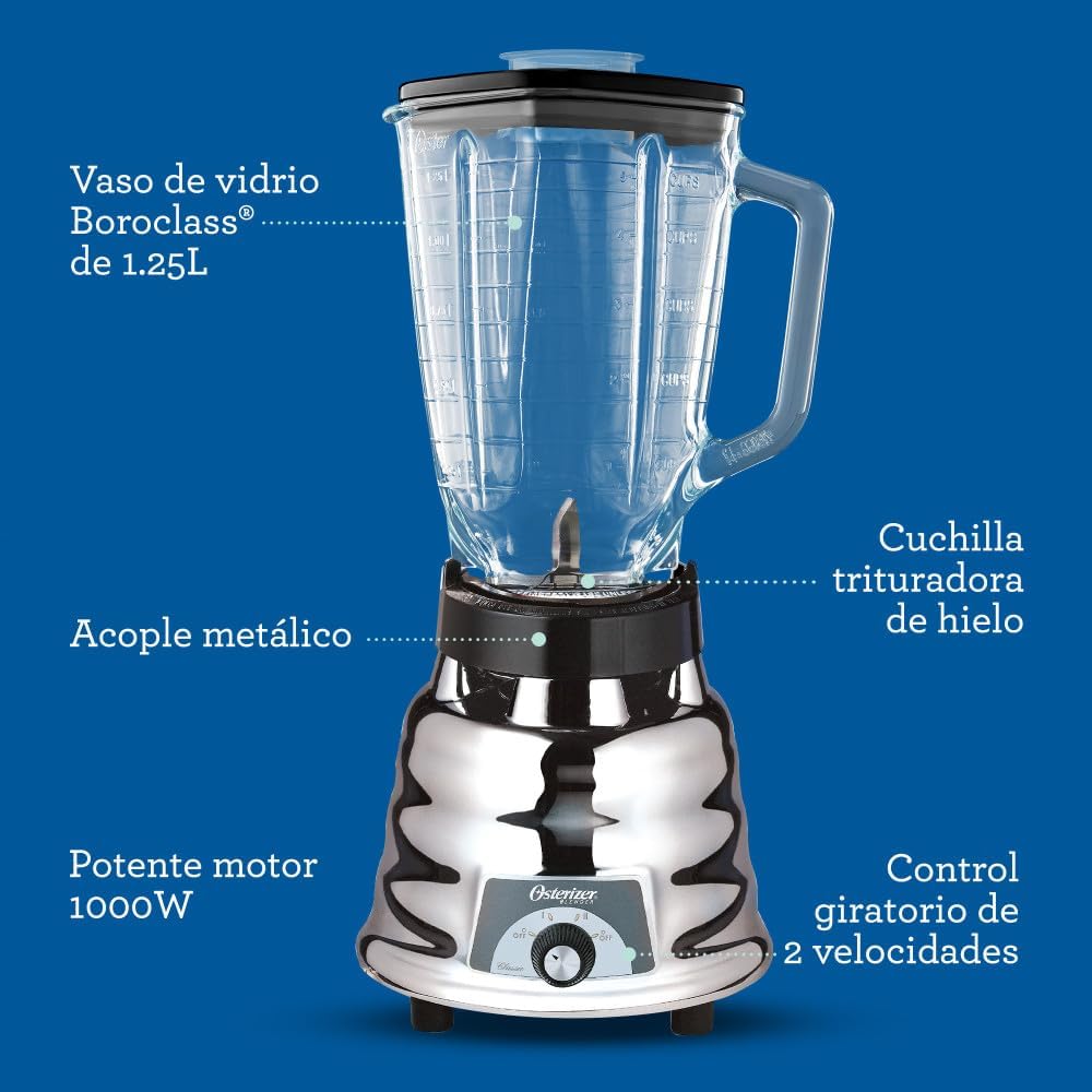 Licuadora Oster, vaso de vidrio 1.25 L,400W