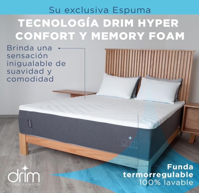 Colchón Matrimonial Memory Foam 4 Capas Con Edredon Deluxe Esquimal