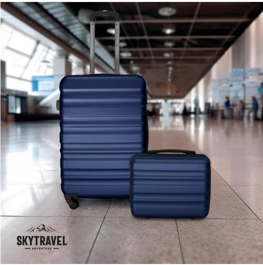 Set De 6 Maletas De Viaje Abs Con Candado Antirrobo 4 Ruedas 360 Azul SKYTRAVEL