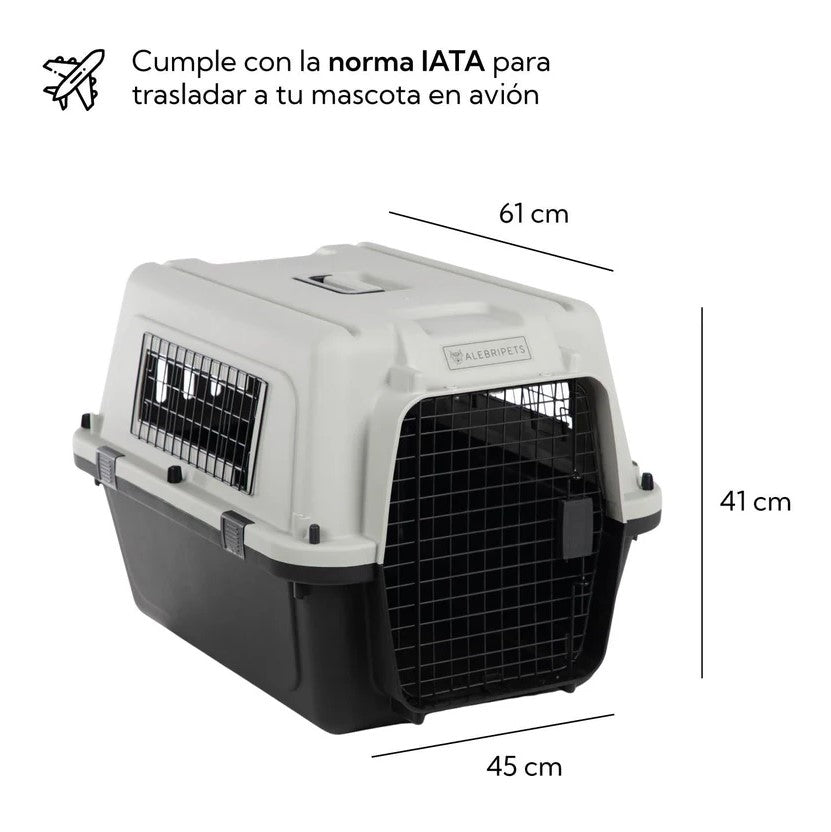 Jaula Transportadora Para Mascotas Con IATA 61 x 45 x 41 cm ALEBRIPETS