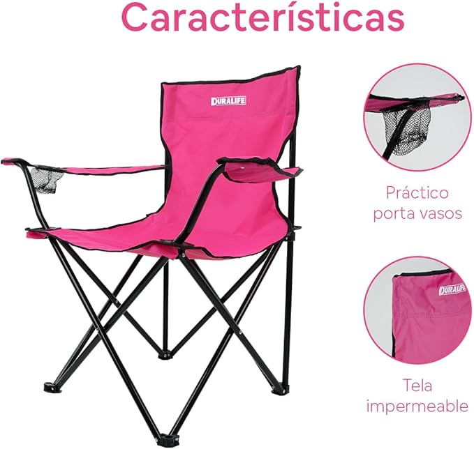 Sillas para Exteriores Camping Color Rosa - Set de 4