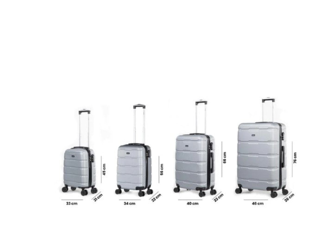 Juego De 4 Maletas Para Viaje Rigidas Con Ruedas 360 + Bolsas de Viaje Color Gris