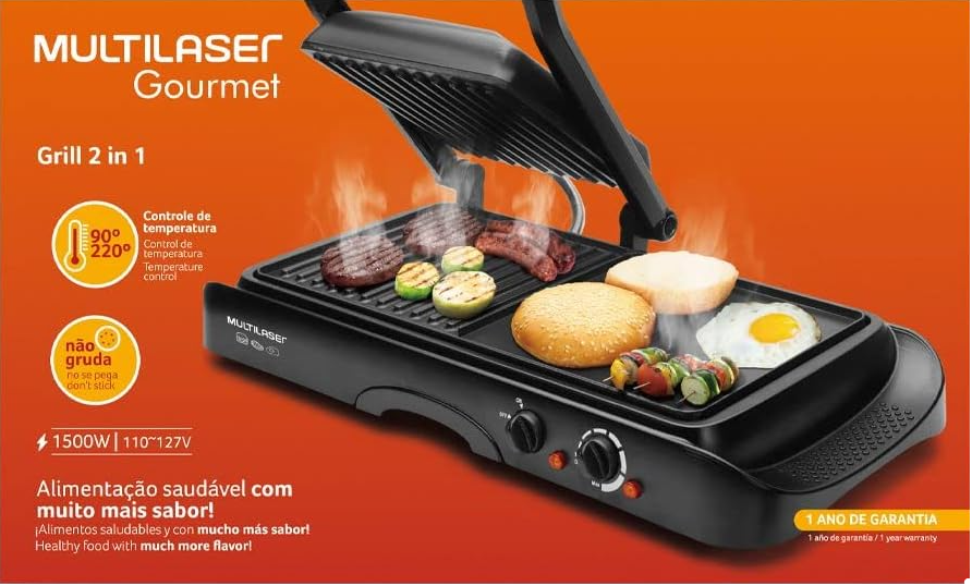 Parrilla y Plancha 2 en 1 127V 1500W