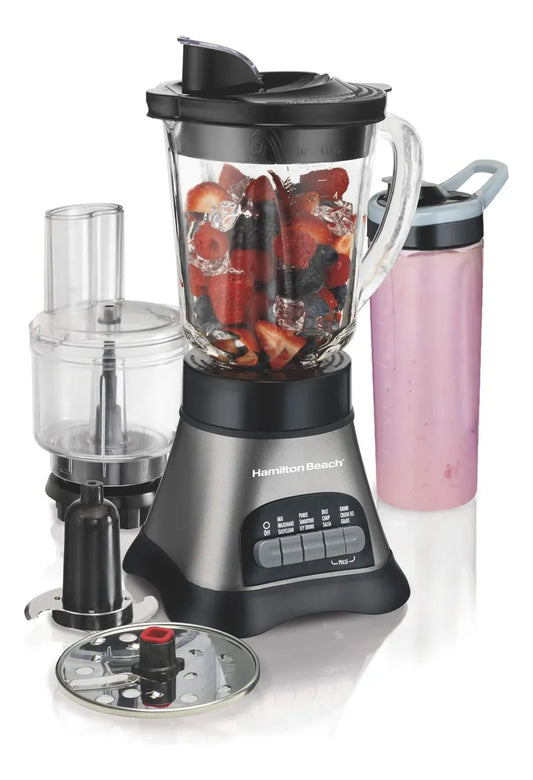 Licuadora Hamilton Beach, 3 en 1, 1.2 Litros, 700W, 5 Velocidades, Negro/Gris
