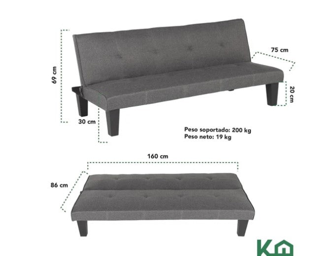 Sofa Cama Contemporaneo Gris Oscuro KingsHouse