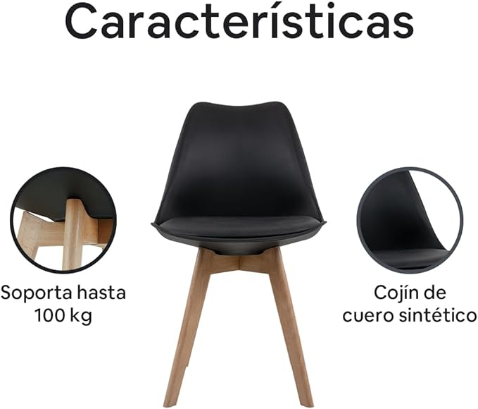 Sillas para el Hogar Color Negro - Paquete de 4