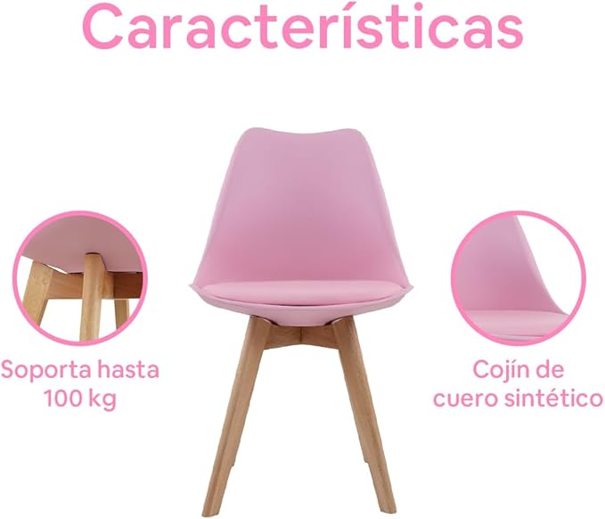 Sillas para el Hogar Color Rosa - Paquete de 4