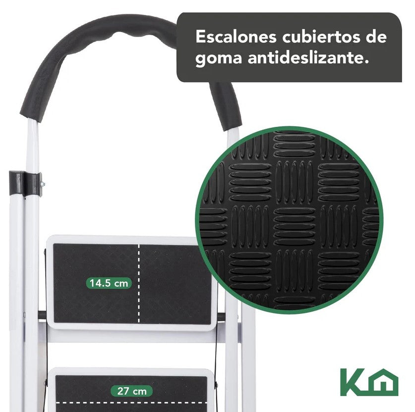 Escalera Tubular Plegable Con Taburete De Acero Con 5 Escalones KingsHouse