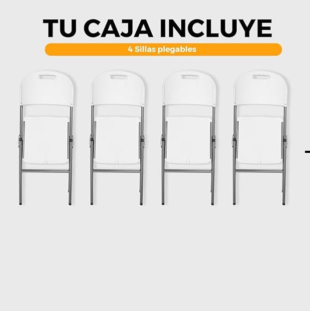 Sillas Plegables de Plástico - Paquete de 4