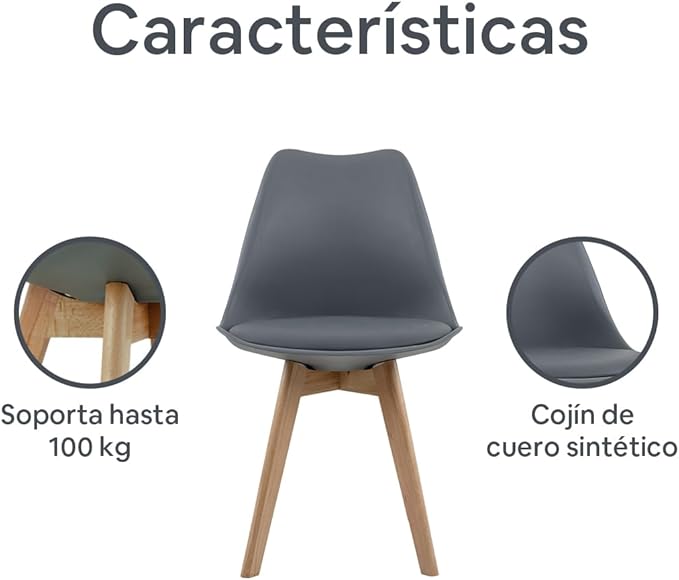 Sillas para el Hogar Color Gris - Paquete de 4